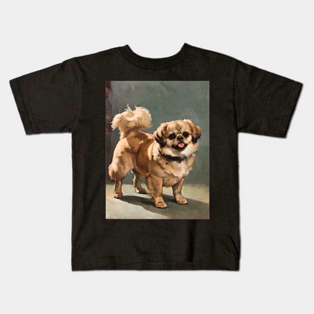 Ancient Breed, Timeless Charm: Pekingese Wall Art Kids T-Shirt by chems eddine